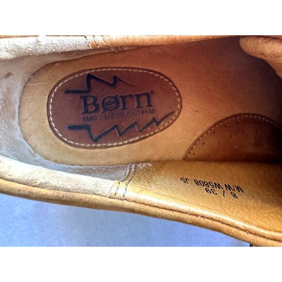 Born W5808 Tan Leather Lace-Up Oxfords 8 / 39 Moc Toe Comfort Shoes Handcrafted - Picture 7 of 7